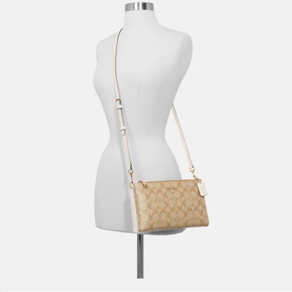 Coach Lyla Crossbody In Signature Canvas - Cream and Tan Color